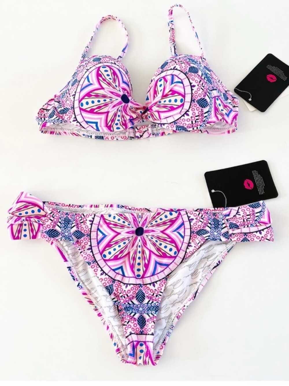 Marilyn Monroe Pink & Blue Patterned Bikini Set